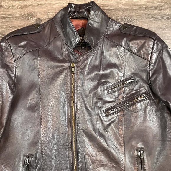 Golden State Men’s Vintage Full Zip Dark Cherry Brown Leather Fashion Jacket 38 - Picture 2 of 12
